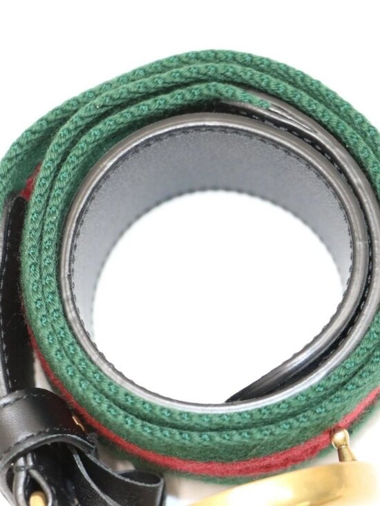Gucci GG Marmont Web Belt Canvas Leather Size 70X30 - Green/Red/Black/Gold main image 9